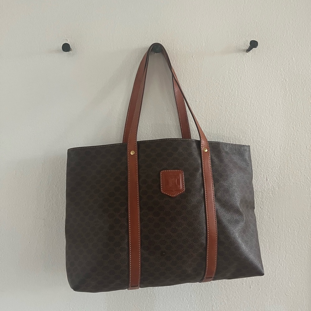 Celine Macadam Vintage Tote Bag | Coated Canvas & Leather | Rare Classic